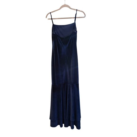 Lulu's Alluring Muse Navy Blue Velvet Tiered Trumpet Maxi Dress - Large - Picture 4 of 11